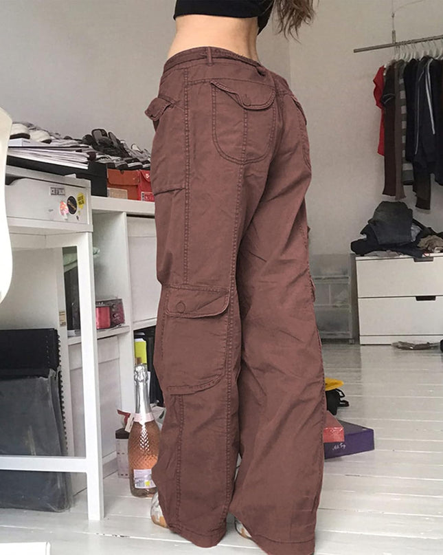 Women High Waisted Baggy Jeans Vintage Wide Straight Leg Boyfriend Denim Cargo Pants with Pockets Grunge Streetwear