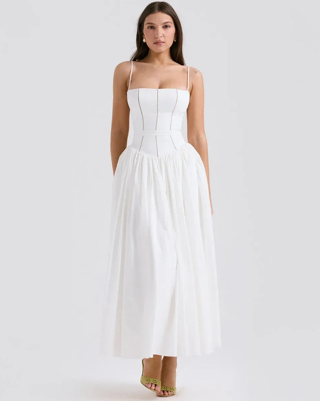 Summer Elegant Dresses for Women 2024 New Arrivals Hollow Out Flare Birthday Party Dresses Midi Print Female Clothing
