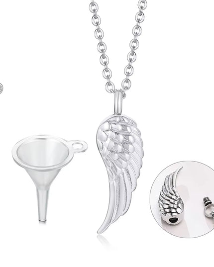 Angel Wing Cremation Necklace for Women Men,Stainless Steel Urn Pendant Ashes Holder Memorial Jewelry,Keepsake Gift