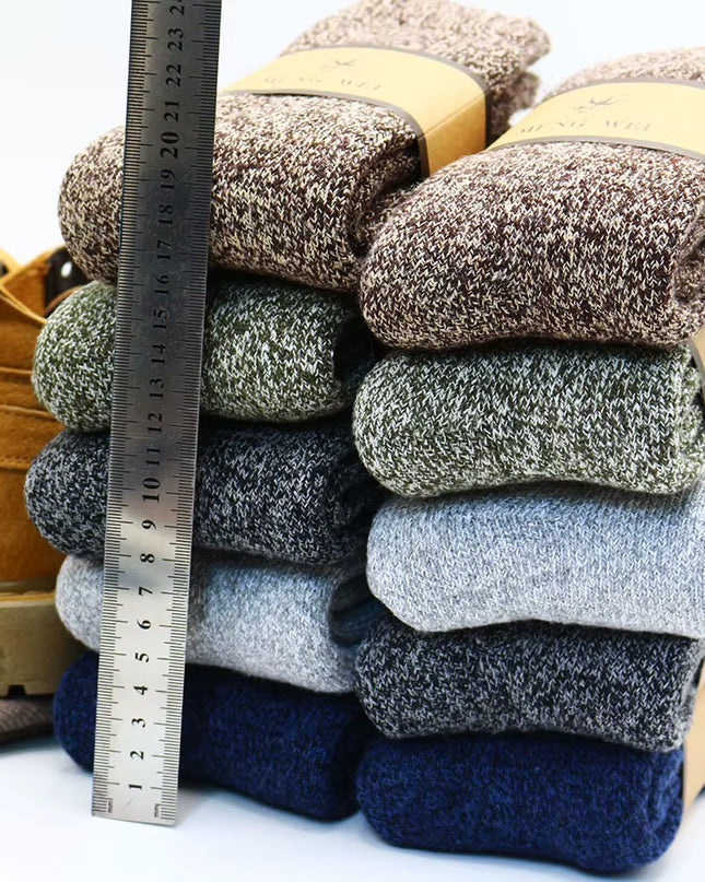 Winter Men'S Merino Wool Socks Super Thick Warm High Quality Harajuku Retro Snow Casual Antifreeze Cashmere Socks Men 3 Pair