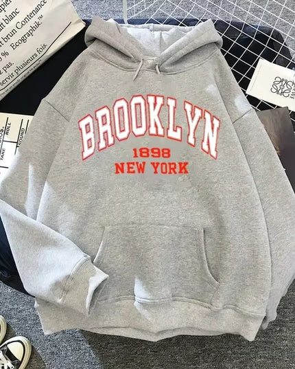 Brooklyn Letter Print Hooded Sweater Fashion Hoodie Kids Hip Hop Street Ladies New York Autumn Clothing Hoodie for Women