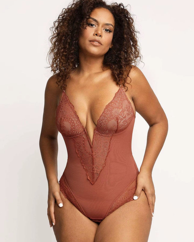 Lace Shapewear Bodysuit for Women Tummy Control Body Shaper V Neck Fajas Sculpting Tank Tops Slimming Camisole Corset