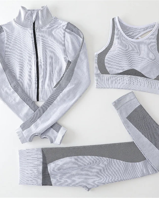 Women Fitness Sport Yoga Suit Seamless Women Yoga Sets Long Sleeve Yoga Clothing Female Sport Gym Suits Wear Running Clothes