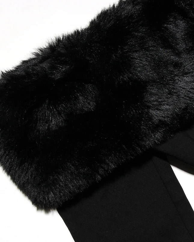 Autumn and Winter Faux Fur off the Shoulder Dress 2024 New Arrivals Black Mini Long Sleeve Sexy Party Dresses Women