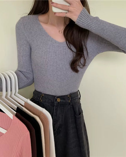 2025 Autumn Winter Women Sweaters Casual Long Sleeve Knitted Pullover Sweater Femme Basic Solid Jersey Tops Fashion Clothes