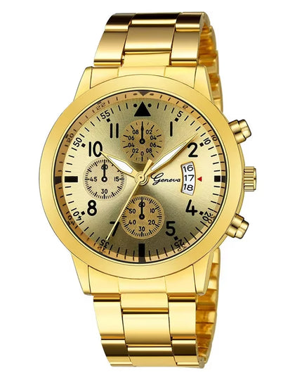 Geneva Watches Men Luxury Men Watches Black Stainless Steel Blue Face Quartz Watch Men Sports Watches Reloj Hombre Horloge Heren