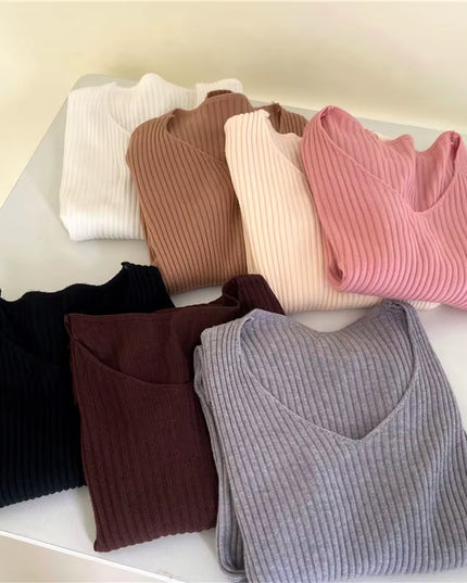 2025 Autumn Winter Women Sweaters Casual Long Sleeve Knitted Pullover Sweater Femme Basic Solid Jersey Tops Fashion Clothes