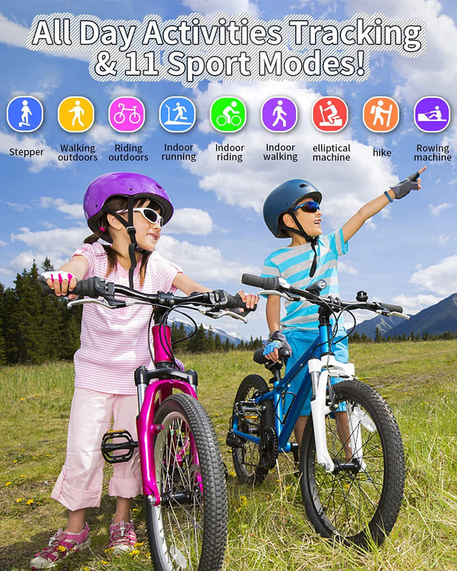Kids Watch Fitness Tracker, Fitness Watches for Kids, Activity Tracker with Pedometers, Stopwatch, IP68 Waterproof, 11 Sport Modes Smart Watch for Kids Age 6-16 Years Old