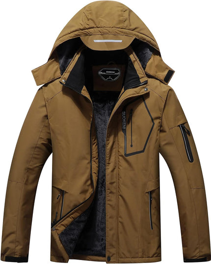Men'S Waterproof Ski Jacket Warm Winter Snow Coat Hooded Raincoat