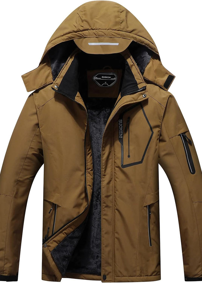 Men'S Waterproof Ski Jacket Warm Winter Snow Coat Hooded Raincoat