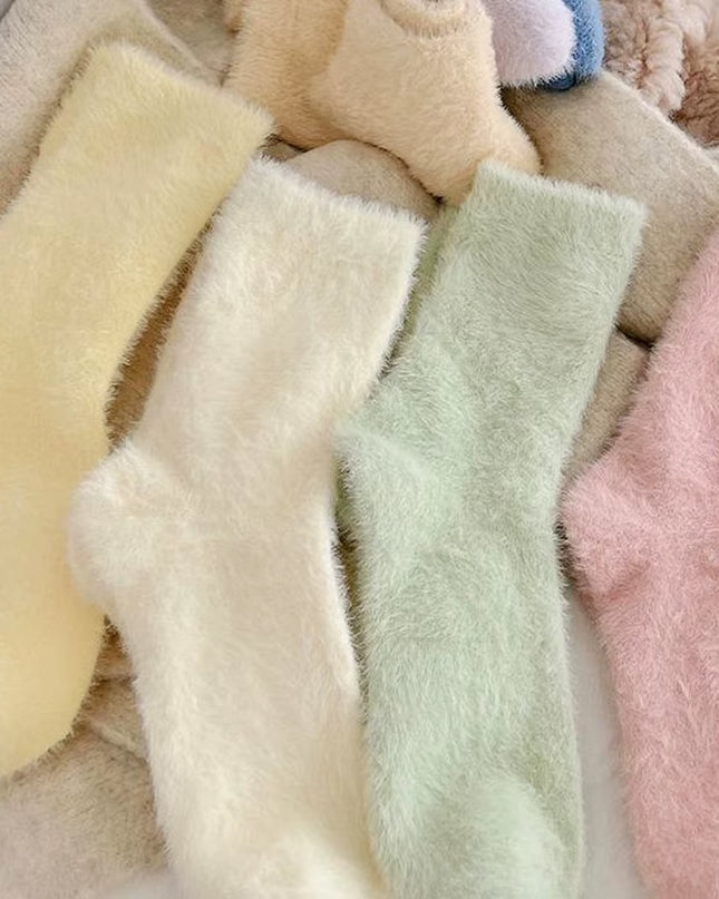 2 Pairs Cute Cow Spots Print Socks, Thickened & Warm Coral Fleece Socks, Women'S Stockings & Hosiery