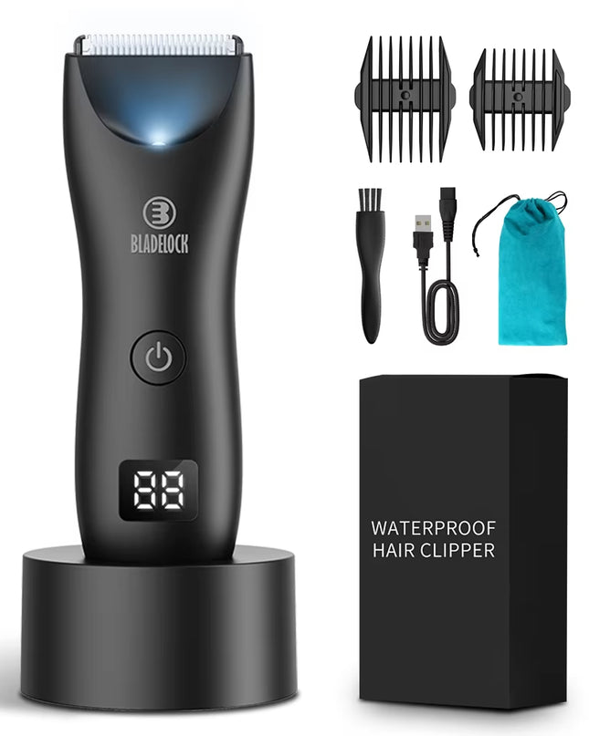 Men's Professional Groin Hair Trimmer and Body Grooming Clipper - Rechargeable Ceramic Shaver and Bikini Epilator