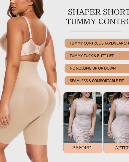 2 Packs Tummy Control Shapewear Shorts Faja Body Shaper for Women High-Waisted Thigh Slimming
