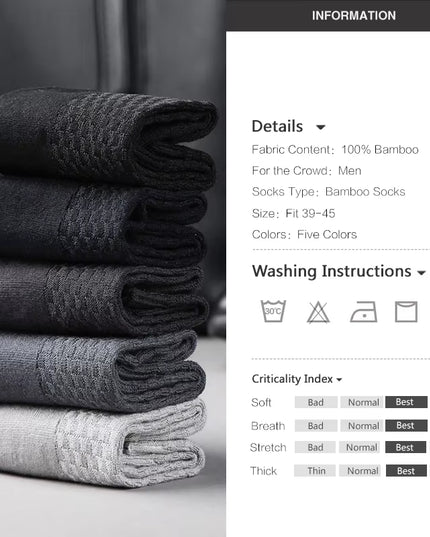 10 Pairs/Lot Men'S Bamboo Fiber Socks 2025 New Compression Autumn Long Black Business Casual Man Dress Sock Gift plus Size 42-45