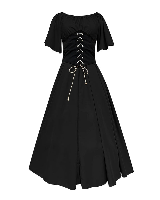 Womens Renaissance Faire Dresses Medieval Irish Traditional plus Size Dresses Ruffle over Dress Corset Retro Cosplay Gown
