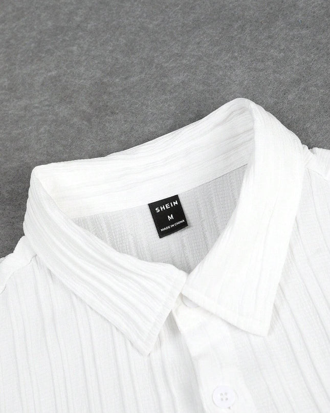 Manfinity Hypemode Men Solid Button up Shirt & Drawstring Waist Pants without Tee