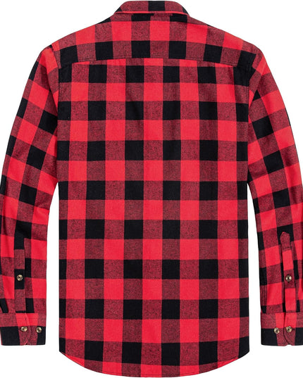 Men'S Plaid Flannel Shirt Long Sleeve Casual Button down Shirts Regular Fit Cotton Office Work Tops with Pockets