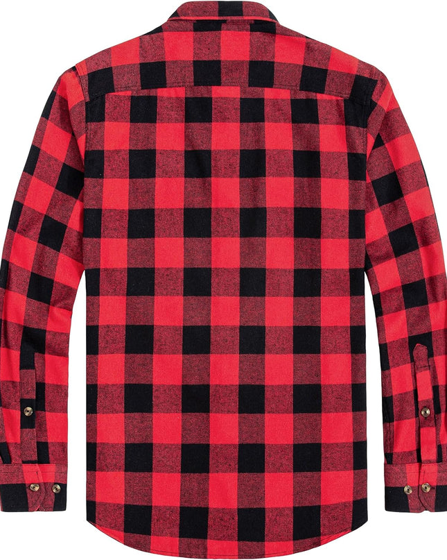 Men'S Plaid Flannel Shirt Long Sleeve Casual Button down Shirts Regular Fit Cotton Office Work Tops with Pockets