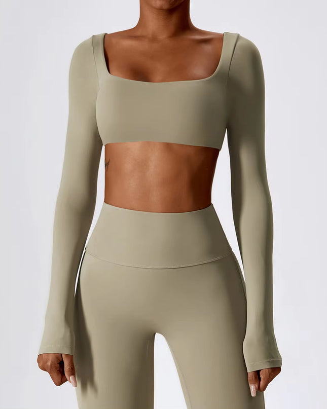 Sexy Yoga Shirts Crop Top Long Sleeves Shirts for Women Yoga Sports Fitness Gym Clothes Workout Tops Sports Shirts