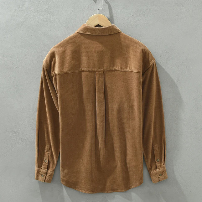 New Italy Quality Corduroy Cotton Shirt Men Brand Trend Thickness Long Sleeve Comfortable Tops Clothing Chemise Homme Drop-Ship
