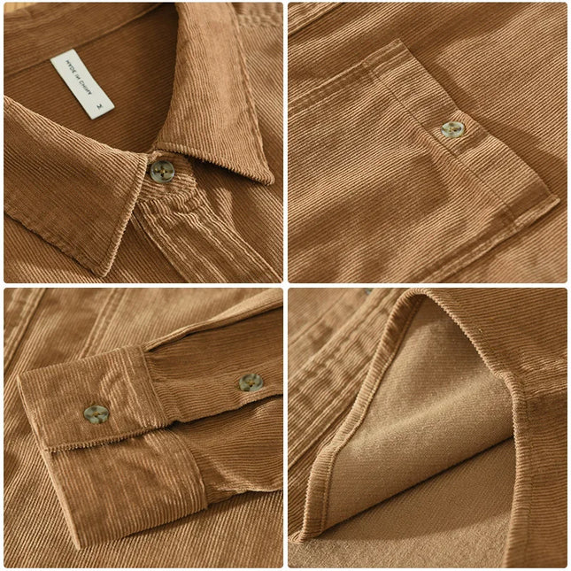 New Italy Quality Corduroy Cotton Shirt Men Brand Trend Thickness Long Sleeve Comfortable Tops Clothing Chemise Homme Drop-Ship