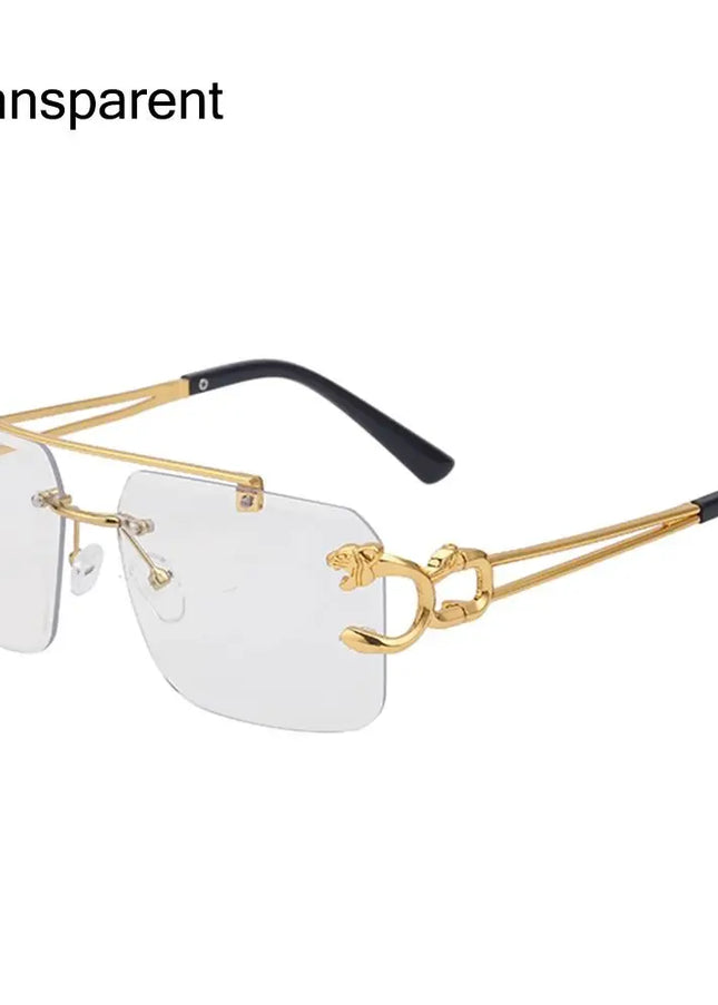 Fashion Retro Cheetah Decoration Sunglasses for Women Men Metal Steampunk Sun Glasses Summer UV400 Shades Trendy Rimless Eyewear