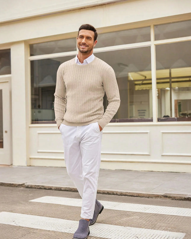 Men Solid Cable Knit Sweater