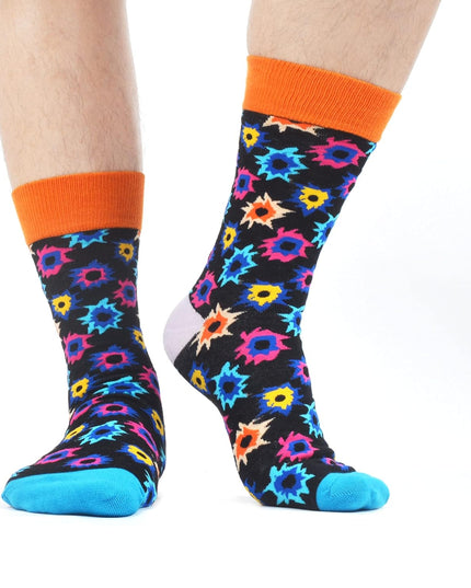 Mens Colorful Bright Dress Funky Novelty Patterned Design Socks 8 Pairs