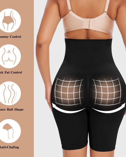 2 Packs Tummy Control Shapewear Shorts Faja Body Shaper for Women High-Waisted Thigh Slimming