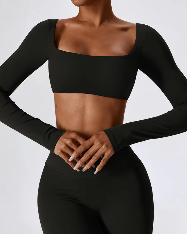 Sexy Yoga Shirts Crop Top Long Sleeves Shirts for Women Yoga Sports Fitness Gym Clothes Workout Tops Sports Shirts