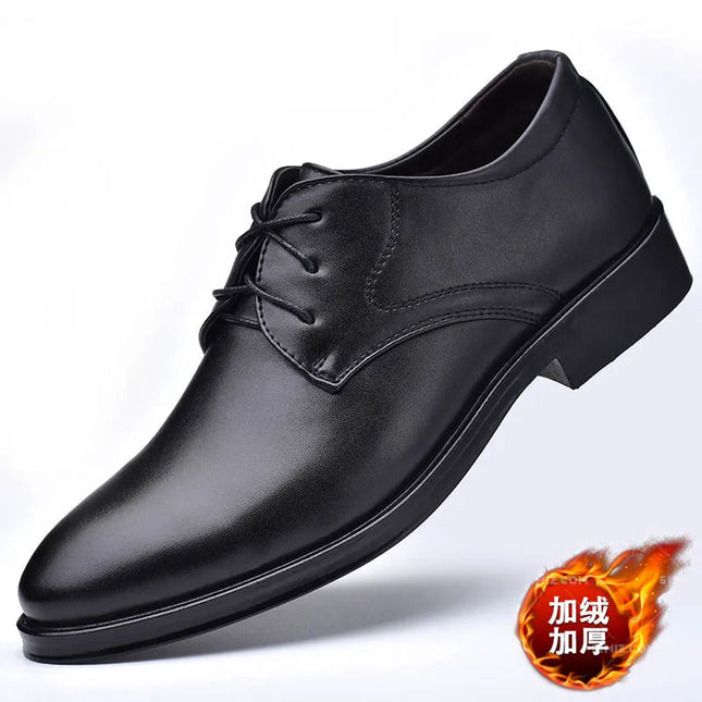 Men Dressing Shoes Formal for Men'S Casual Shoe Leather Social Wedding Designer Pointed Toe Black Office Winter Shoes Brand 2023