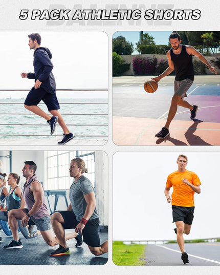 Athletic Shorts for Men with Pockets and Elastic Waistband Quick Dry Activewear