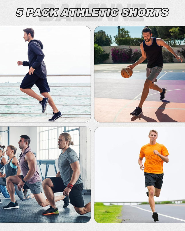 Athletic Shorts for Men with Pockets and Elastic Waistband Quick Dry Activewear