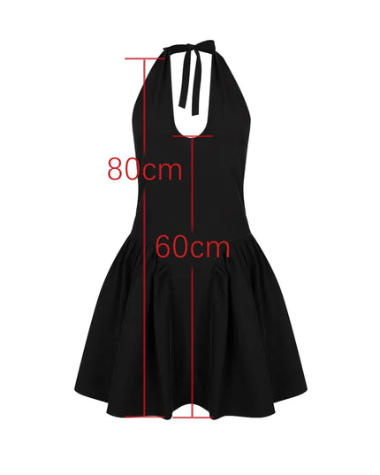 Mingmingxi Summer Halter Party Dresses 2024 Black Short Graduation Holiday Dresses Casual Flare Dress Sexy Female Clothing