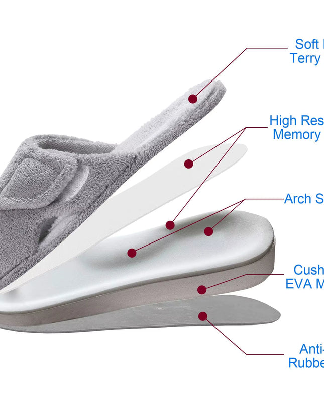 Fuzzy House Slippers for Women New Terry Cloth Arch Support Cotton Slippers Four Seasons Open Toe Indoor Flat Slippers