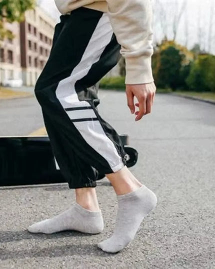 10 Pairs Men'S Polyester Boat Socks New Style Black White Grey Business Men Stockings Soft Breathable Summer for Male