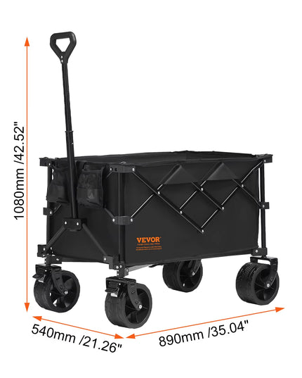 Collapsible Folding Wagon Beach Wagon Cart with All-Terrain Wheels Drink Holders Sports Wagon for Camping Shopping