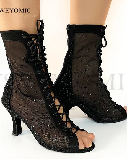 Bachata Dance Boot for Women High Quality Thicker Insole Suede Outsole Latin  in High Heel 3Inch