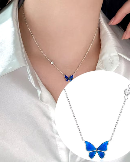 Mood Necklaces Butterfly Pendant Necklace Temperature Control Color Change Necklace Stainless Steel Chain Jewellery Women
