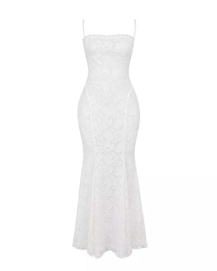 Elegant and Beautiful Dress Women 2024 White Backless Wedding Guest Dress Sexy Lace up Long Normal Party Dresses