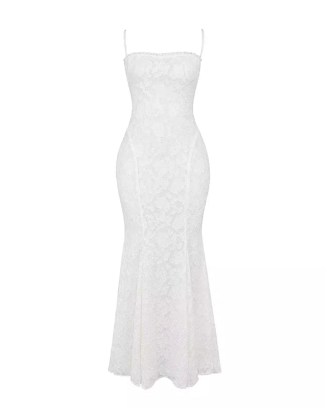 Elegant and Beautiful Dress Women 2024 White Backless Wedding Guest Dress Sexy Lace up Long Normal Party Dresses