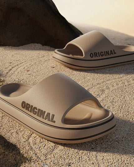Women Letter Slippers Beach Slides Solid Color Mens Thick Sole Indoor Bathroom anti Slip Shoes Summer Couple Sandals