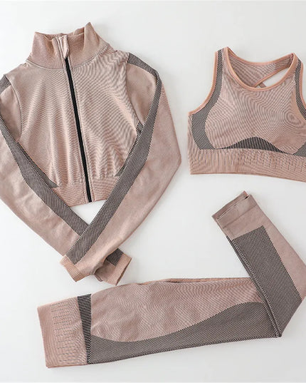 Women Fitness Sport Yoga Suit Seamless Women Yoga Sets Long Sleeve Yoga Clothing Female Sport Gym Suits Wear Running Clothes