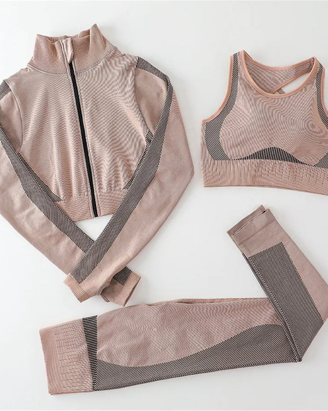 Women Fitness Sport Yoga Suit Seamless Women Yoga Sets Long Sleeve Yoga Clothing Female Sport Gym Suits Wear Running Clothes