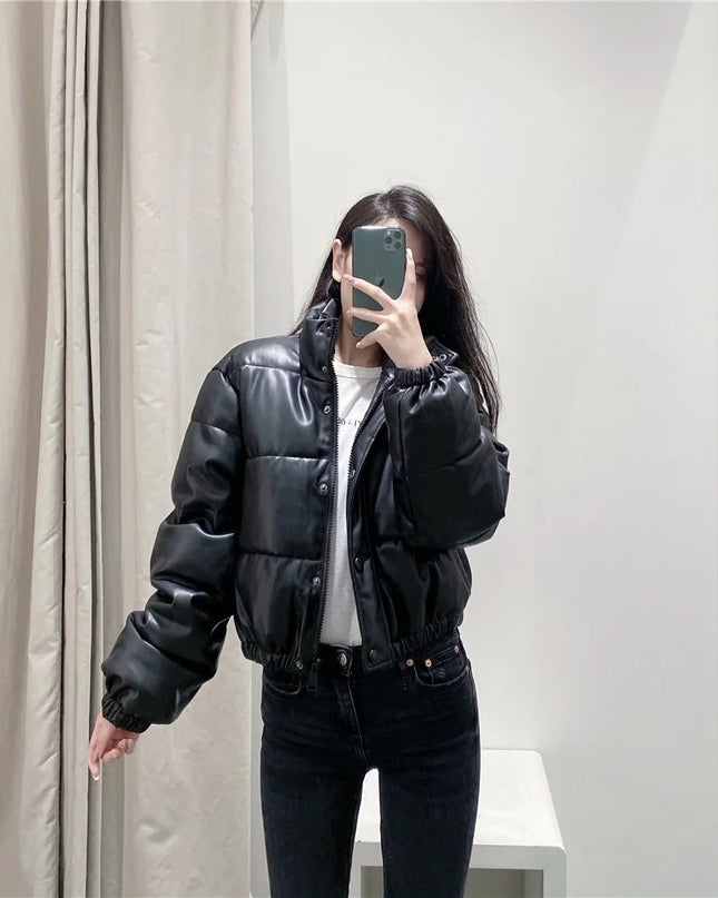 Faux Leather Cotton Jacket