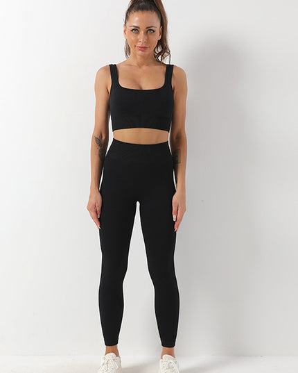 2Pcs Thread Yoga Suit Seamless Bra and Butt Lifting High Waist Leggings Set for Women Sports Fitness Yoga Pants Sportswear Outfits Clothing