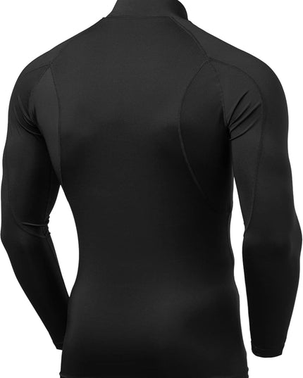 Men'S UPF 50+ Mock Long Sleeve Compression Shirts, Athletic Workout Shirt, Base Layer for Water Sports