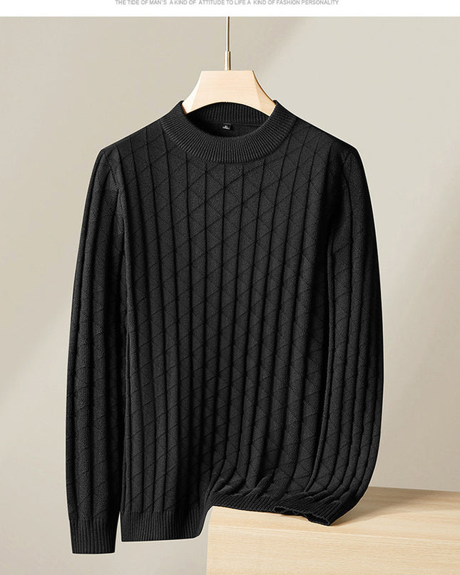 Men'S plus Size Knitted Sweater Loose round Neck Bottoming Shirt