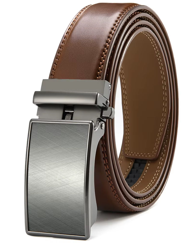 Mens Leather Belt Automatic Genuine Leather Belts Belt Male Leisure Fashion Ratchet Belts for Men Pants Waistband Ремень