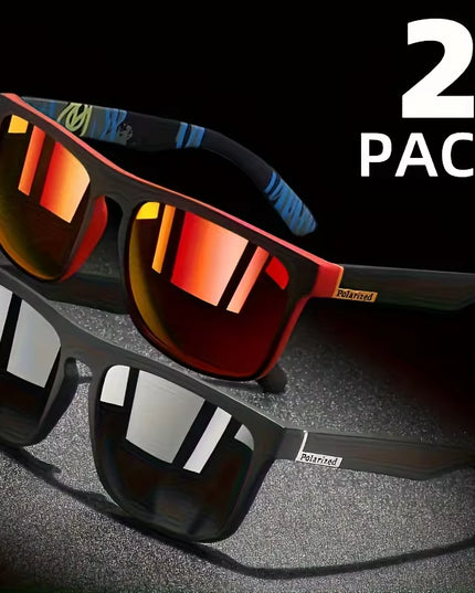 2Pcs Square Polarized Sunglasses anti Glare Sun Shades for Summer Party Vacation Travel Driving Fishing